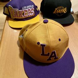 3 Lakers hats, MPLS socks and gloves