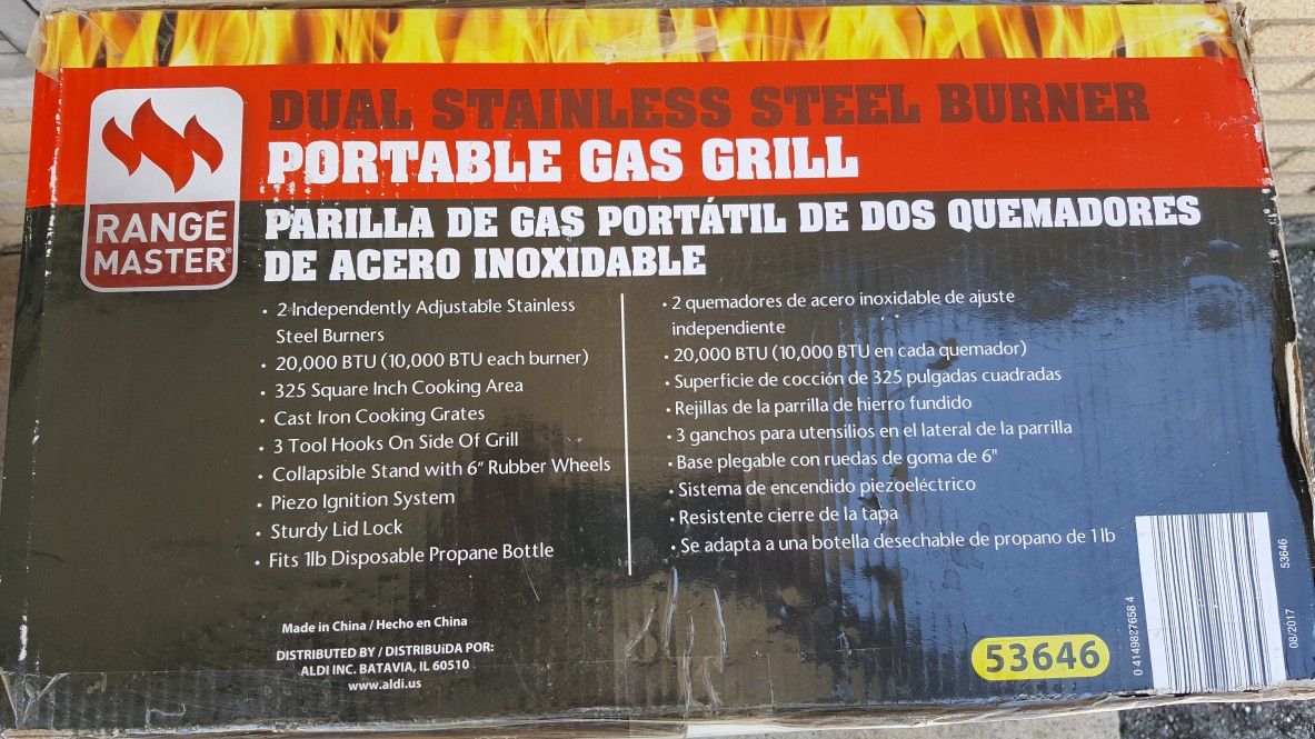 New In Box Range Master Portable Gas Grill
