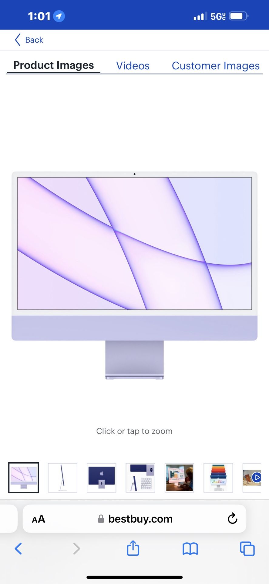 Apple 24" iMac with M1 Chip (Mid 2021, Purple)