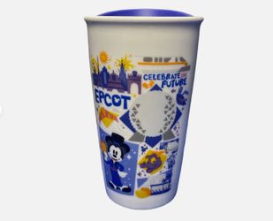Disney Starbucks 2018 Epcot Ceramic Travel Tumbler Mug Celebrate The Future