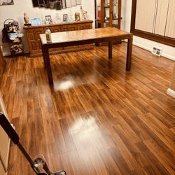 Pecan Solid Wood Dining Room Set 5 Chairs /Taple Pad / Cover 2 Leafs 