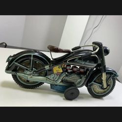 Vintage Tin Friction Toy Piston Japan 1959 Harley Davidson