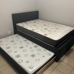 Full Over Twin Bed Frame With Mattresses 