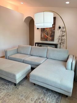 Light Gray Sectional Sofa with Ottoman