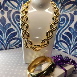 #1993, VTG 14K GOLD PLATED SET CHAIN NECKLACES 18"IN & BRACELET.
