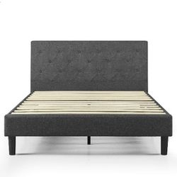 Upholstered Platform Bed Frame,Dark Grey, Full