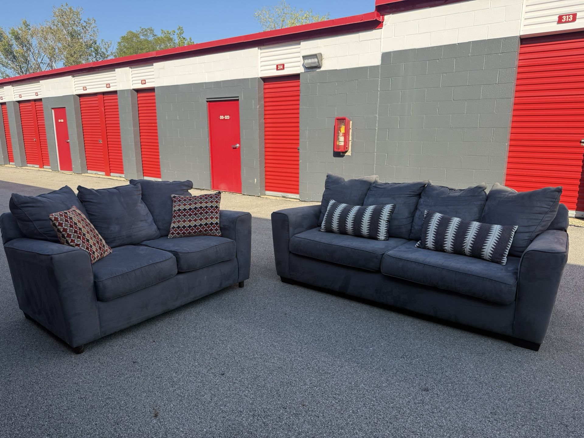 Grayish / Blueish Sofa & Loveseat Set! - Free Curbside Delivery!