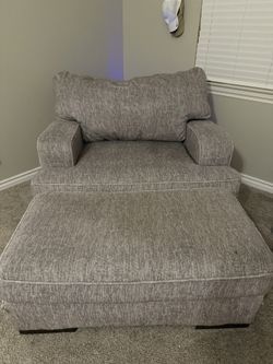 Grey Sofa And A Half (ottoman)