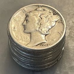 Lot of 5 random 1(contact info removed) Mercury Dimes 90% silver