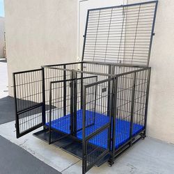 (Brand New) $280 Large 49” Heavy-Duty Folding Dog Crate 49x38x43” Double-Door Cage Kennel w/ Divider