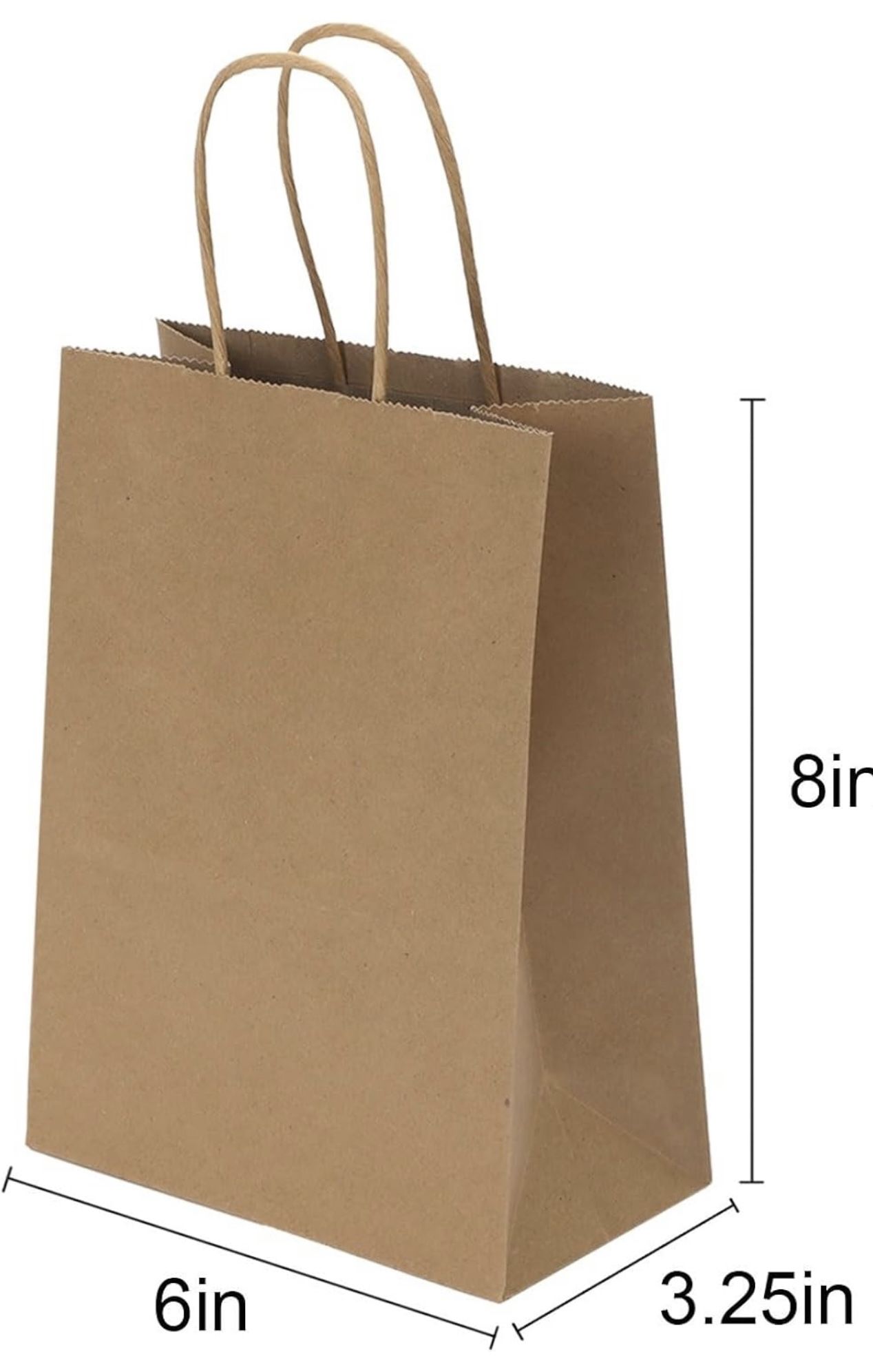 40 Pack 6x3.25x8 Inch Small Brown Paper Bags with Handles Kraft Paper Gift Bags for Birthday Party Favors Grocery Retail Shopping Business Goody 