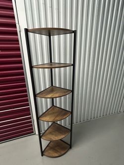 Corner Shelf Unit with Wood Shelves