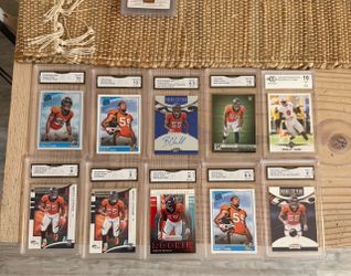 collection of graded rookie and insert trading cards featuring NFL linebacker Bradley Chubb from his 2018 rookie season with the Denver Broncos