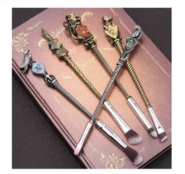 Brand New Harry Potter Gifts Metal Makeup Brushes Set Gifts Wi-zard Wand Makeup Brushes Set for Women Magic Eye Shadow Eyeliner Blending Lip Brush 
