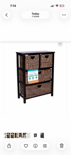 BirdRock Home Seagrass Woven Cubbies Shelf