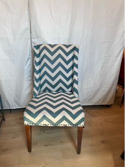 Blue & Cream Chevron Wingback Accent Chair