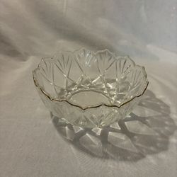 MIKASA Clear Glass Bowl w/ Gold Trim Hampshire Goldby Fruit Serving Dish