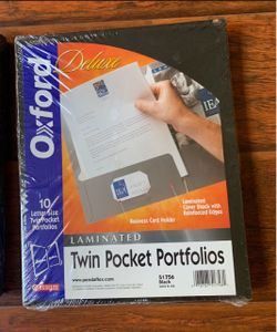 Oxford Deluxe Laminated Twin Pocket Portfolios 10-Pack