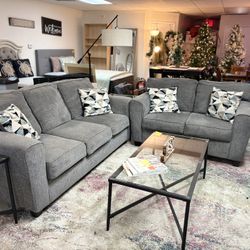 2pc Gray Sofa That With Four Pillows