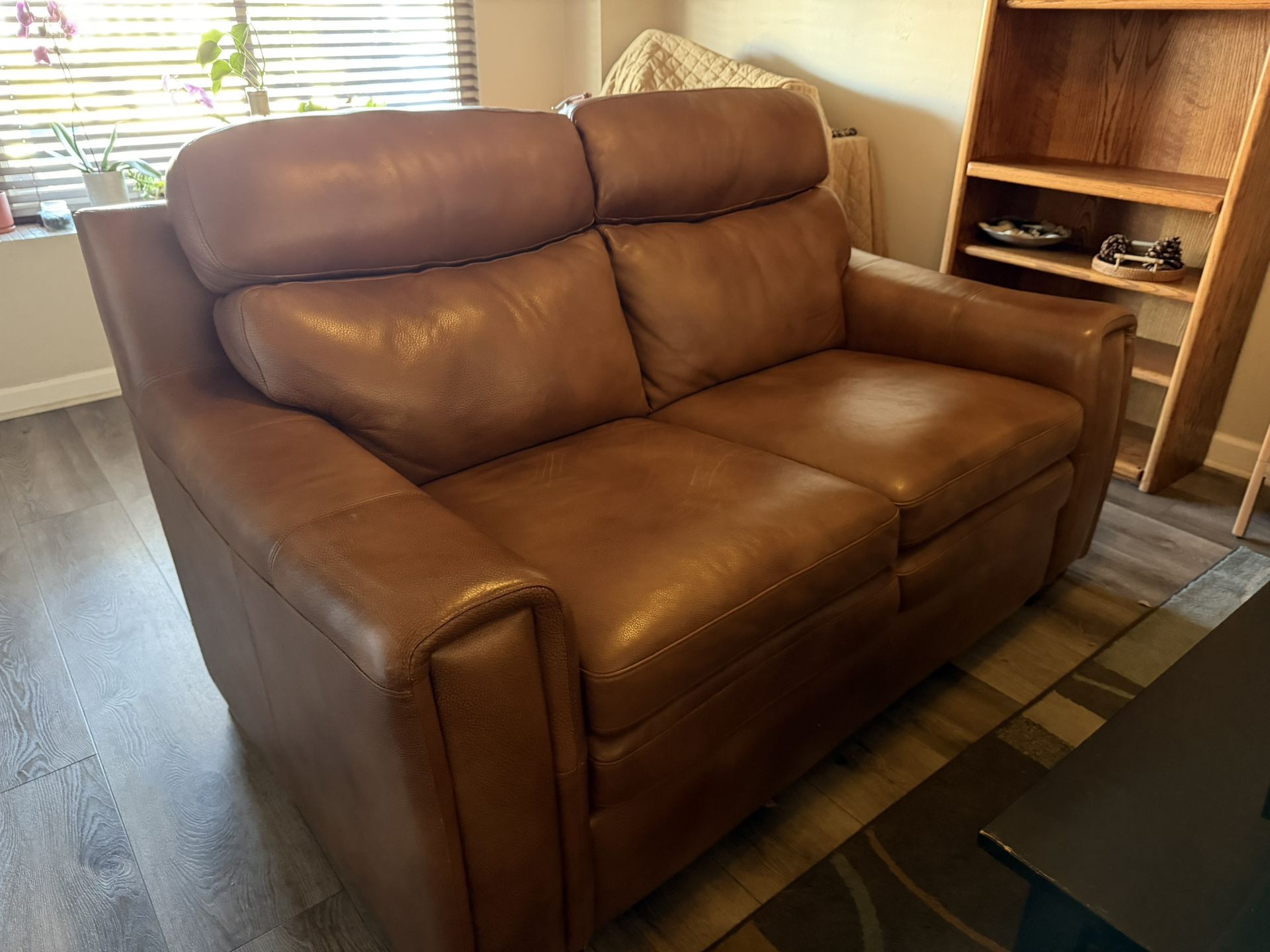Brown Leather Loveseat – Comfortable & Stylish