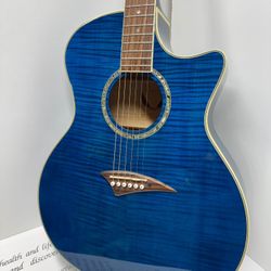 New!! Dean Exotica FM GBL Acoustic-Electric Guitar ~Blue Flame Maple~