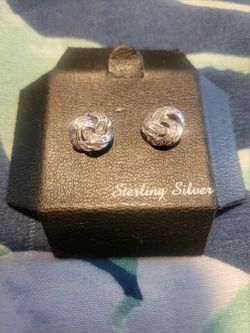 Macy's Sterling Silver Knot Stud Earrings 925 Butterfly Closure Silver
