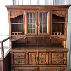 Vintage Wooden China Cabinet 