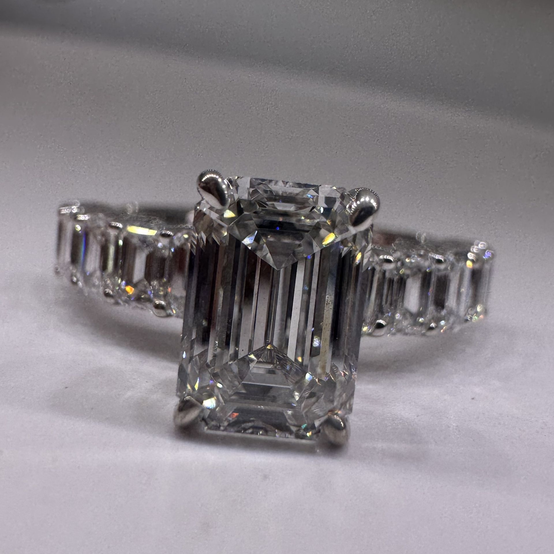 3.55 CTW F VS1 emerald cut lab diamond half eternity band Engagement Ring