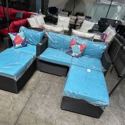 New 5 Pcs Outdoor Patio Wicker Sofa Chaise Set