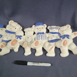 Ceramic, Hand Painted Dancing Bears, Wall Hanger