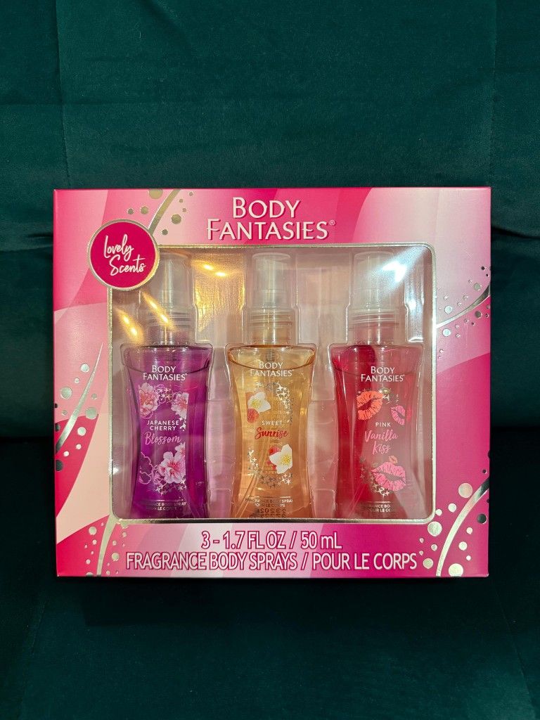 Brand New 3 Pack Body Fantasy Fragrance Mist Gift Set