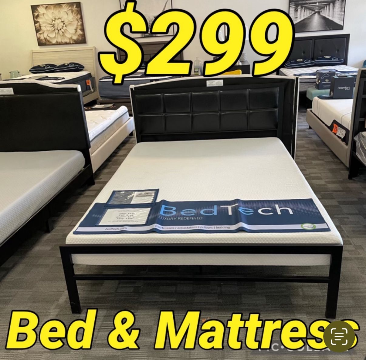 Queen Bed With Gel Memory Foam Mattress
