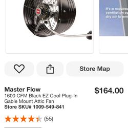 Master Flow 1600 CFM Black EZ Cool Plug-In Gable Mount Attic Fan