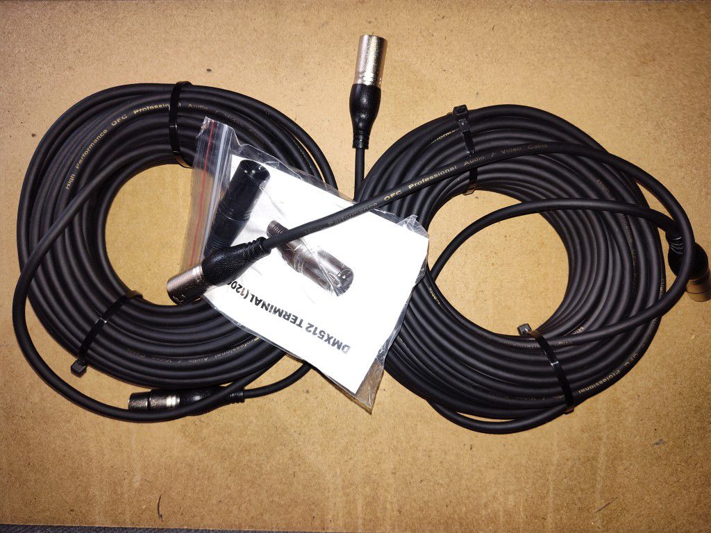 2 50ft EBXYA UNUSED microphone Cables Male To Female With Terminal 