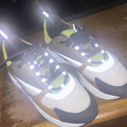 Dior Mens B22 Sneakers US 10 White Brown Neon Green Chunky Logo Trainers