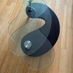 One-of-kind art deco layered glass coffee table-modern statement piece