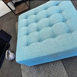 Spirit Of Art Square Teal Blue Ottoman YLO2