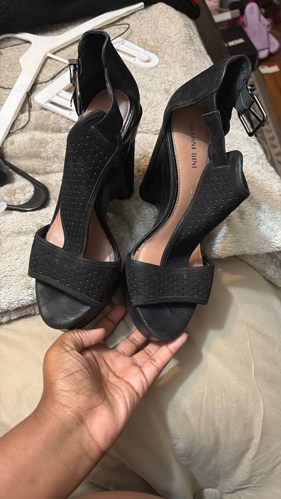 Black Leather Heels