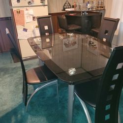 Glass Dining Table and 4 Chairs