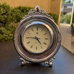 Vintage Style Silver Decorative Clock (925 Sterling Silver) – Quartz