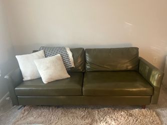 Olive Green Faux Leather Couch