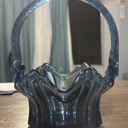 Vintage Fenton Twisted Handle Basket