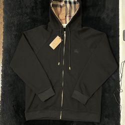 Burberry Zip Up Hoodie🐎⚡️w/ Check Hood|Size L|BNWT🏷️