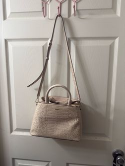 DKNY Leather Handbag Cream Croc Embossed