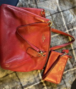 Original Coach Purse & Wristlet Red