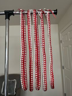 Ribbon Braided Glitter lei Red & White $10 EACH