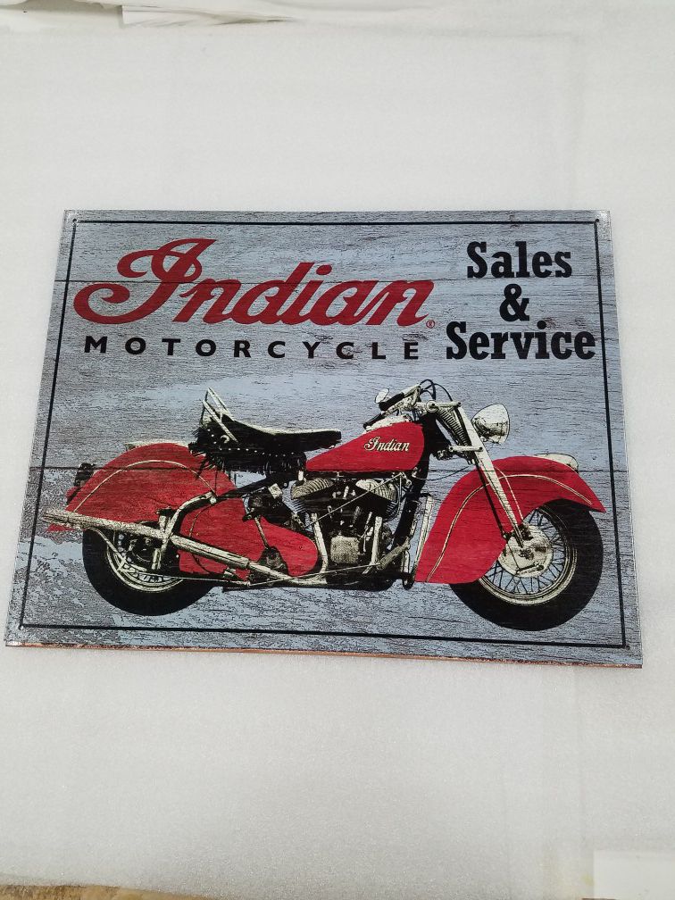 Indian motorcycle bike sales service metal sign