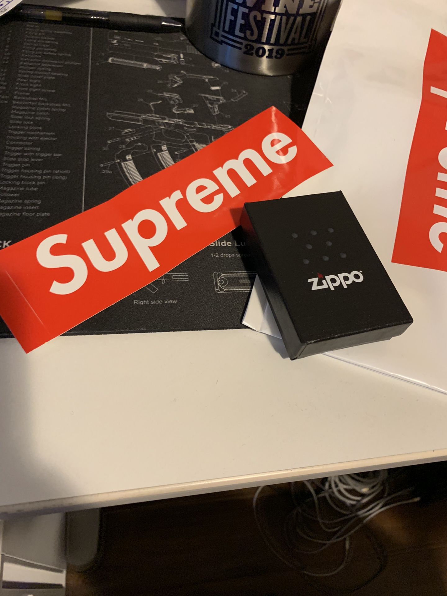 Zippo x supreme metal lighter brand new