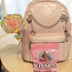 🎀Valentines Day Gift/Buttery Soft Backpack With Attached Lipgloss and Keychains🎀
