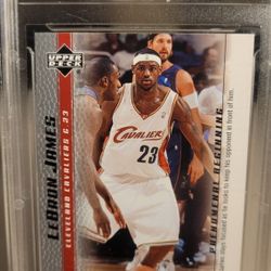 2003 UPPER DECK Lebron James #14 Phenomenal Beginning Rookie Card. GMA MINT 9